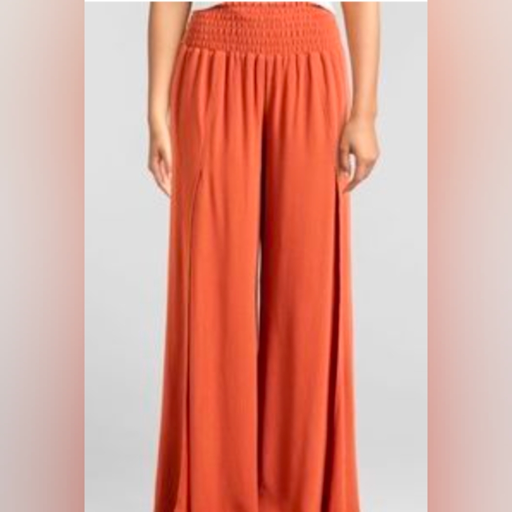 Rewash Women's Orange Wide Leg Summer Pants